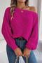 casual slight stretch knitted 5 colors off shoulder lantern-sleeve sweater_Gray_Magenta