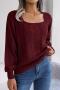stylish slight stretch twist knitted 3 colors square-neck all-match sweater_White_Rose Red