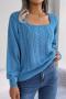 stylish slight stretch twist knitted 3 colors square-neck all-match sweater_White_Rose Red_Blue