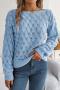 stylish slight stretch cut out knitted 5 colors boat-neck all-match sweater_Pink_Magenta_Orange_Blue