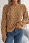 stylish slight stretch cut out knitted 5 colors boat-neck all-match sweater_Pink_Magenta_Orange_Blue_Khaki
