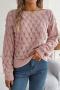 stylish slight stretch cut out knitted 5 colors boat-neck all-match sweater_Pink