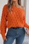 stylish slight stretch cut out knitted 5 colors boat-neck all-match sweater_Pink_Magenta_Orange