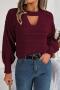 stylish slight stretch twist knitted 3 colors hollow all-match sweater_Gray_Pink_Rose Red