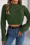 exquisite slight stretch twist knitted 3 colors all-match crop sweater_Gray_Rose Red_Dark Green