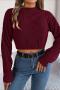 exquisite slight stretch twist knitted 3 colors all-match crop sweater_Gray_Rose Red