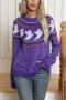 halloween plus-size ghost retro polka dot loose knitted sweater_Black_Rose Red_Orange_Dark Green_Sky Blue_Purple