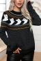 halloween plus-size ghost retro polka dot loose knitted sweater_Black