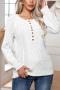 casual slight stretch buttons twist knitted sweater_White