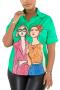 casual plus-size slight stretch digital printing button shirt_White_Yellow_Green