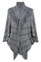stylish slight stretch stripe knitted 5 colors tassel cardigan shawl sweater_Black_Gray