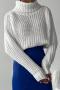casual slight stretch knitted 3 colors turtleneck loose all-match sweater_White