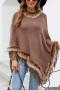 stylish slight stretch knitted plush collar tassel all-match shawl sweater_Black_Red_Beige_Brown