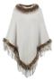 stylish slight stretch knitted plush collar tassel all-match shawl sweater_Black_Red_Beige