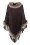stylish slight stretch knitted plush collar tassel all-match shawl sweater_Black_Red_Beige_Brown_Reddish Brown