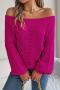 stylish slight stretch knitted 5 colors off shoulder all-match sweater_Gray_Magenta
