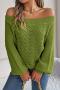 stylish slight stretch knitted 5 colors off shoulder all-match sweater_Gray_Magenta_Orange_Green