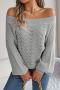stylish slight stretch knitted 5 colors off shoulder all-match sweater_Gray