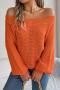 stylish slight stretch knitted 5 colors off shoulder all-match sweater_Gray_Magenta_Orange