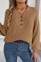 casual slight stretch knitted 3 colors v-neck button all-match sweater_White_Dark Green_Khaki 
