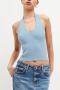 sexy slight stretch knitted 4 colors all-match crop tank top_Black_White_Light Green_Sky Blue