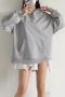 casual slight stretch 5 color loose sweatshirt(only sweatshirt, size run small)_Black_White_Gray
