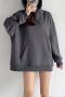 casual slight stretch 5 color loose sweatshirt(only sweatshirt, size run small)_Black_White_Gray_Dark Gray