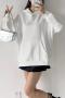 casual slight stretch 5 color loose sweatshirt(only sweatshirt, size run small)_Black_White