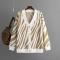 casual slight stretch loose 7-colors striped knitted cardigan sweater_Black_Gray_Magenta_Green_Sky Blue_Light Purple_Khaki
