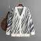 casual slight stretch loose 7-colors striped knitted cardigan sweater_Black_Gray