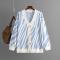 casual slight stretch loose 7-colors striped knitted cardigan sweater_Black_Gray_Magenta_Green_Sky Blue