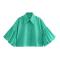sexy non-stretch solid color lapel puff sleeve crop blouses_Yellow_Green