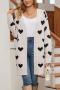 casual slight stretch heart graphic jacquard knitted 3 colors cardigan sweater_Black_Pink_Beige