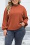 casual plus size slight stretch knitted 4 colors loose thin sweater_Light Green_Blue_Beige_Brown