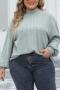 casual plus size slight stretch knitted 4 colors loose thin sweater_Light Green