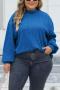 casual plus size slight stretch knitted 4 colors loose thin sweater_Light Green_Blue