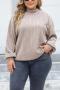 casual plus size slight stretch knitted 4 colors loose thin sweater_Light Green_Blue_Beige