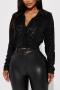 exquisite plus size non-stretch solid color sequins crop shirt_Black