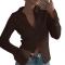sexy slight stretch 7-colors solid bell sleeve knitted cardigan thin sweater_Black_Dark Gray_Magenta_Orange_Beige_Brown_Reddish Brown