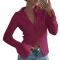sexy slight stretch 7-colors solid bell sleeve knitted cardigan thin sweater_Black_Dark Gray_Magenta