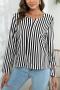 casual plus size non-stretch two colors stripe printing all-match blouse_White