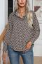 casual plus size non-stretch digital printing 3 colors all-match blouse_Black_White_Khaki