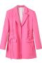 stylish solid color non-stretch pocket snap button loose blazer size run small_Pink_Magenta