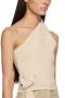 stylish slight stretch knitted pure color one shoulder all-match vest_Beige