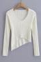 solid color stretch stylish irregular slim knitted sweater size run small_Black_White