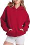 casual slight stretch 8 colors hooded pocket loose sweatshirt(only sweatshirt)_Black_Pink_Red