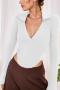 solid color stretch ribbed knit slim casual stylish bodysuit_Black_White