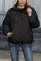 casual plus size non-stretch 4-colors solid zip-up pocket warm jacket_Black