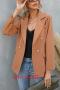 casual plus size non-stretch 4 colors suit collar blazers_Black_White_Beige_Khaki