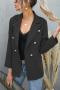 casual plus size non-stretch 4 colors suit collar blazers_Black